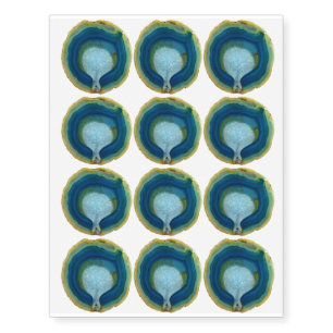 Agate Geode Crystal Gemstone Mineral Design Temporary Tattoos