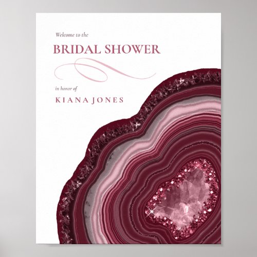 Agate Geode Glitter Bridal Shower Burgundy ID647 Poster