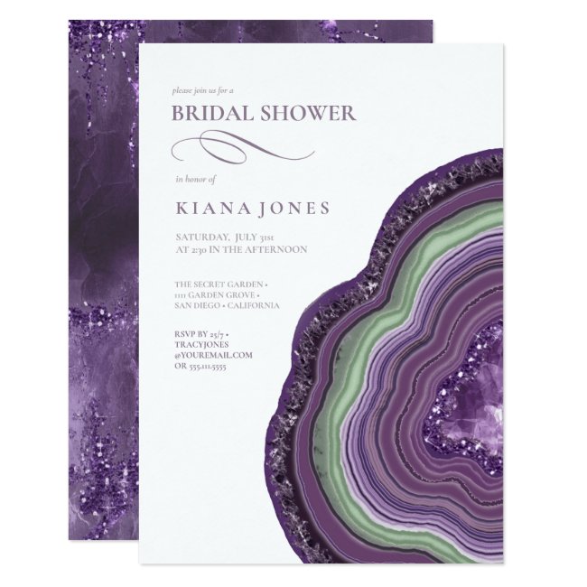 Agate Geode Glitter Bridal Shower Violet ID647