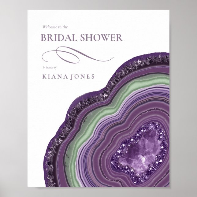 Agate Geode Glitter Bridal Shower Violet ID647 Poster (Front)