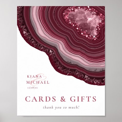 Agate Geode Glitter Cards  Gifts Burgundy ID647 Poster