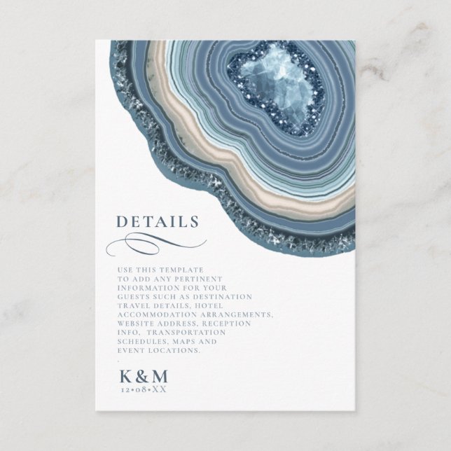 Agate Geode Glitter Details Dusty Blue ID647 Enclosure Card (Front)
