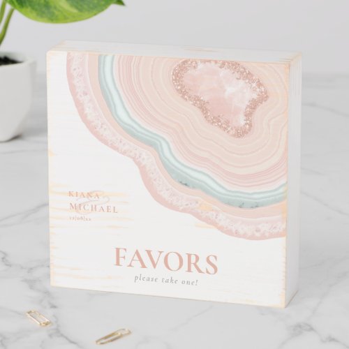 Agate Geode Glitter Favors Rose Gold ID647 Wooden Box Sign