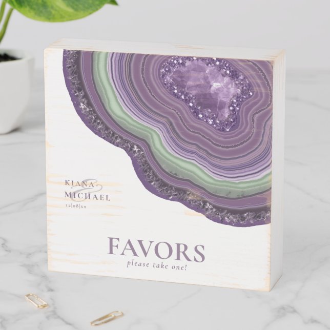 Agate Geode Glitter Favors Violet ID647 Wooden Box Sign (In Situ Horizontal)