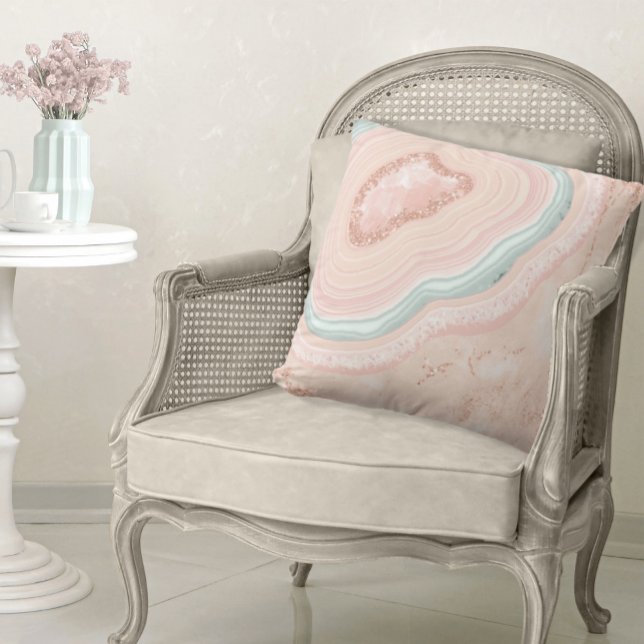 Agate Geode Glitter Rose Gold ID647 Throw Pillow (Creator Uploaded)