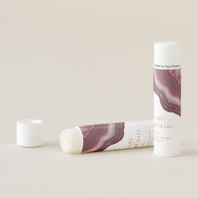 Agate Geode Glitter Thank You Burgundy ID647 Lip Balm (In Situ)