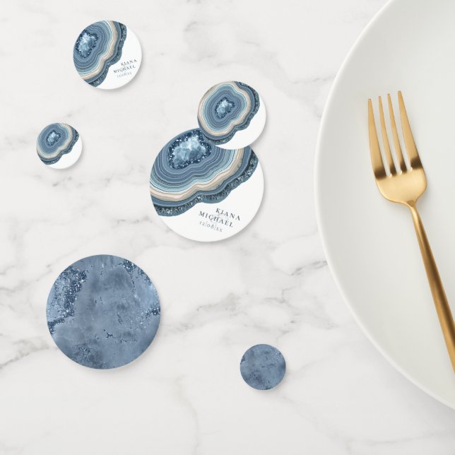 Agate Geode Glitter Wedding Dusty Blue ID647 Confetti (Group)