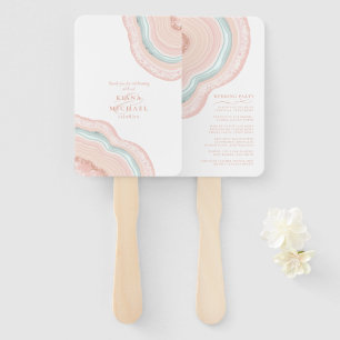 Agate Geode Glitter Wedding Party Rose Gold ID647 Hand Fan