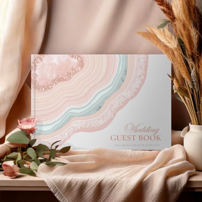 Agate Geode Glitter Wedding Rose Gold ID647 Guest Book (Creator Uploaded)