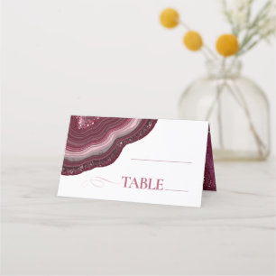 Agate Geode Glitter Wedding Table Burgundy ID647 Place Card