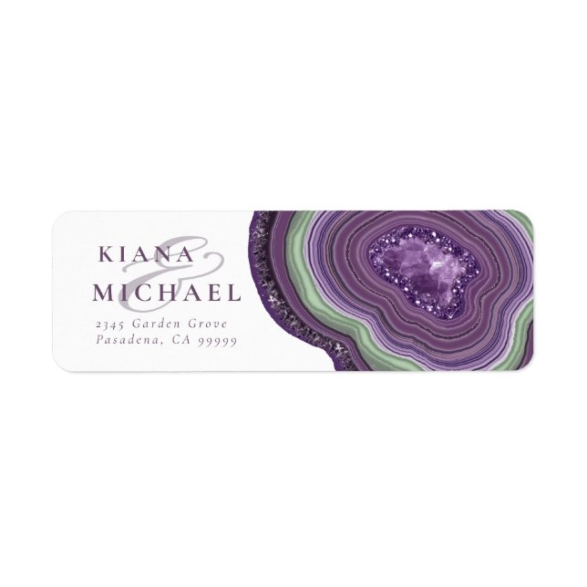 Agate Geode Glitter Wedding Violet ID647 Label (Front)