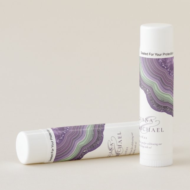 Agate Geode Glitter Wedding Violet ID647 Lip Balm (Front)