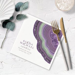 Agate Geode Glitter Wedding Violet ID647 Napkins