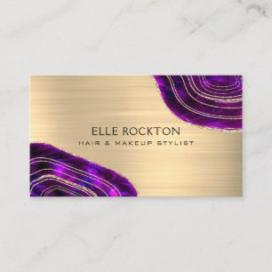Agate Geode Gold Metal Business Card