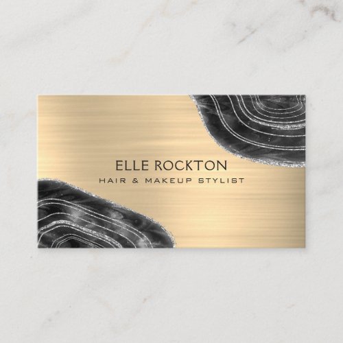 Agate Geode Gold Metal Construction Black Onyx Business Card