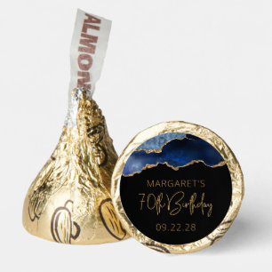 Agate Geode Navy Blue Gold 70th Birthday Party Hershey®'s Kisses®