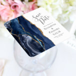Agate Geode Navy Blue Gold Save the Date Square Paper Coaster<br><div class="desc">This elegant modern save the date coaster features a navy blue watercolor design trimmed with faux gold glitter. Easily customize the charcoal gray text on a white background.</div>