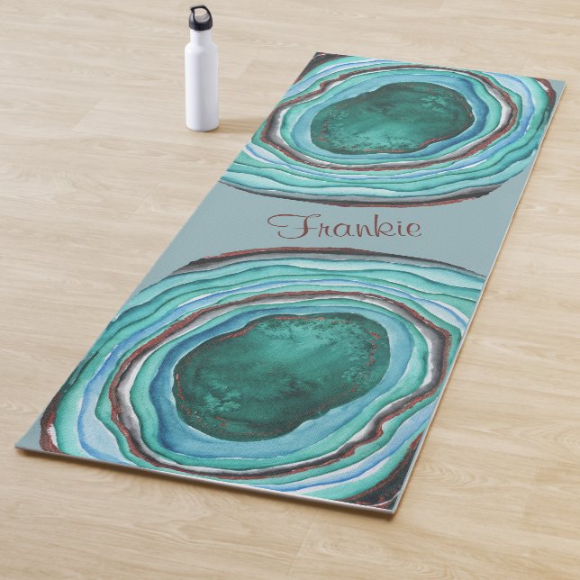 Agate Geode Pattern in Blue & Aqua - Personalized Yoga Mat (In Situ)