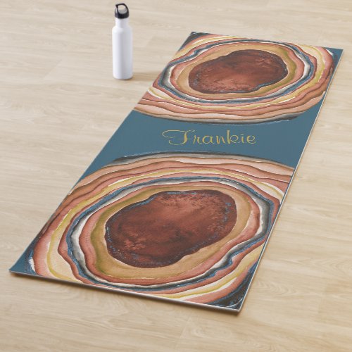 Agate Geode Pattern in Blue  Clay _ Personalized Yoga Mat