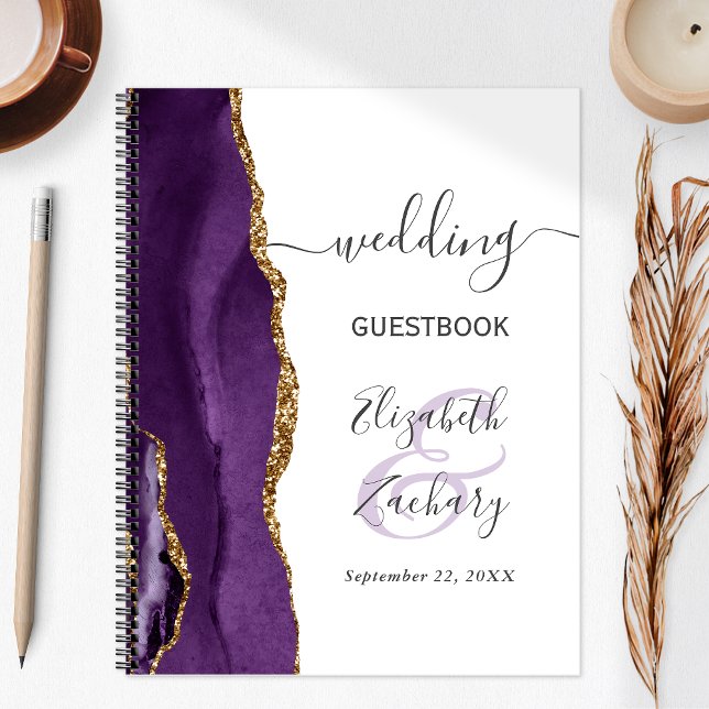 Agate Geode Purple Gold Wedding Guest Notebook (Creator Uploaded)