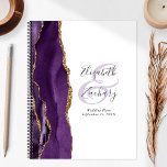 Agate Geode Purple Gold Wedding Plans Planner<br><div class="desc">This elegant modern wedding planner features a purple watercolor design trimmed with faux gold glitter. Easily customize the charcoal gray text on a white background, with the names of the bride and groom in handwriting calligraphy over a large ampersand. Add the title and wedding date below in italics. The back...</div>