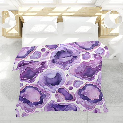 Agate Geode Purple White Pattern Bedroom Decor Duvet Cover