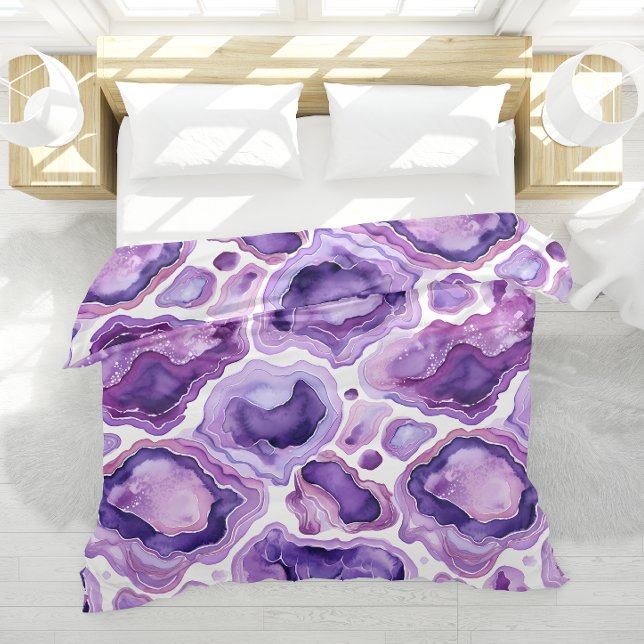 Agate Geode Purple White Pattern Bedroom Decor Duvet Cover (Creator Uploaded)