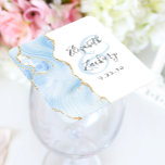 Agate Geode Script Baby Blue Gold Wedding Square Paper Coaster<br><div class="desc">This elegant modern wedding coaster features a baby blue watercolor agate geode design trimmed with faux gold glitter. Easily customize the charcoal gray text on a white background,  with the couple's names in handwriting calligraphy over a large,  pale blue ampersand.</div>