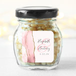 Agate Geode Script Blush Pink Gold Wedding Square Sticker<br><div class="desc">This elegant modern wedding sticker features a blush pink watercolor agate geode design trimmed with faux gold glitter. Easily customize the charcoal gray text,  with the names of the bride and groom in handwriting calligraphy over a large blush ampersand.</div>