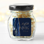 Agate Geode Script Navy Blue Gold Wedding Square Sticker<br><div class="desc">This elegant modern wedding sticker features a navy blue watercolor agate geode design trimmed with faux gold glitter. Easily customize the gold colored text on a navy blue background,  with the names of the bride and groom in handwriting calligraphy over a large ampersand.</div>