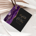 Agate Geode Script Purple Gold Dark Wedding Favor Tags<br><div class="desc">This elegant modern wedding favor tag features a purple watercolor design trimmed with faux gold glitter. Easily customize the gold-colored text on a slate black background, with the names of the bride and groom in handwriting calligraphy over a large ampersand. Add a personal message in script lettering on the reverse...</div>