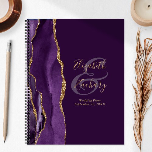 Agate Geode Script Purple Gold Plum Wedding Plans Planner