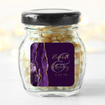 Agate Geode Script Purple Gold Plum Wedding Square Sticker<br><div class="desc">This elegant modern wedding sticker features a purple watercolor agate geode design trimmed with faux gold glitter. Easily customize the gold-colored text on a rich plum background,  with the names of the bride and groom in handwriting calligraphy over a large ampersand.</div>