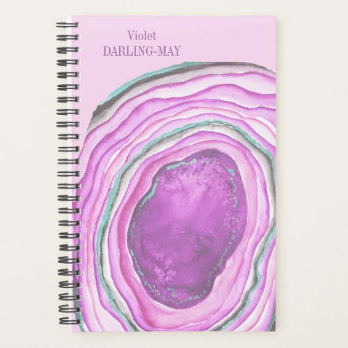 Agate Geode Watercolor Slice _ Pink Aqua Purple Planner