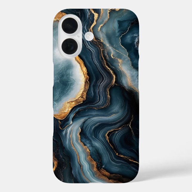 Agate Geode with Gold and Navy Blue Marble Case-Mate iPhone Case (Back)