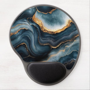 Agate Geode with Gold and Navy Blue Marble Gel Mouse Pad