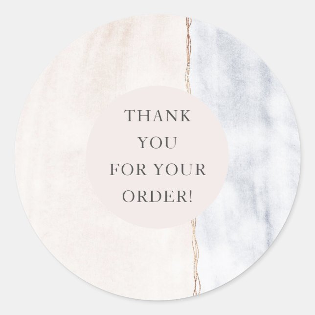 agate glitter blush thank you for order classic round sticker (Front)