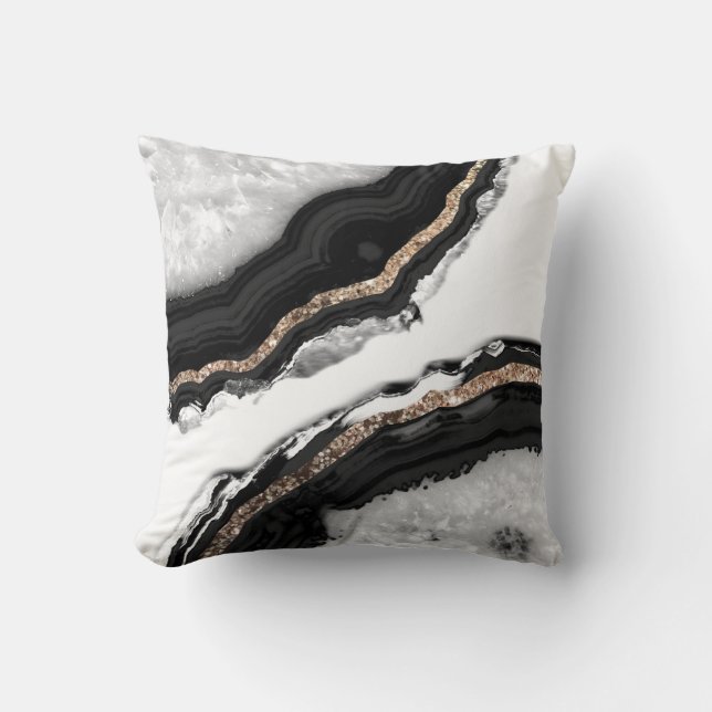 Agate Glitter Glam #2 Throw Pillow (Front)