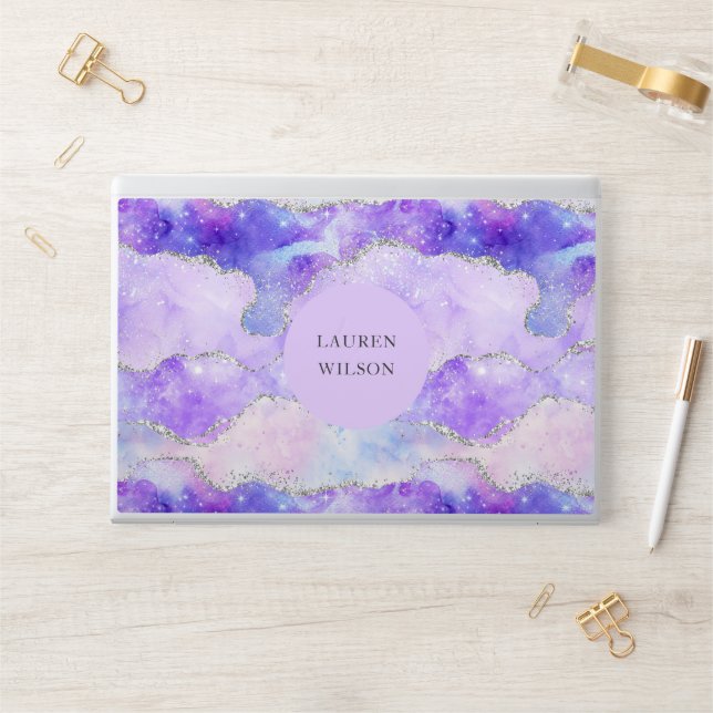 agate glitter pink blue classic HP laptop skin (Desk)