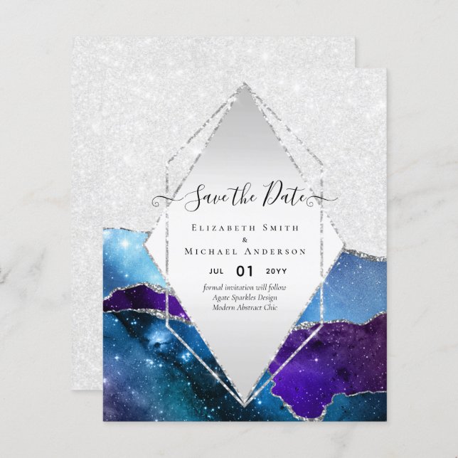 AGATE GLITTER Save The Dates Glamor BUDGET (Front/Back)