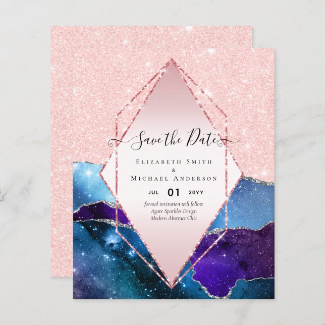 AGATE GLITTER Save The Dates Glamor BUDGET (Front/Back)