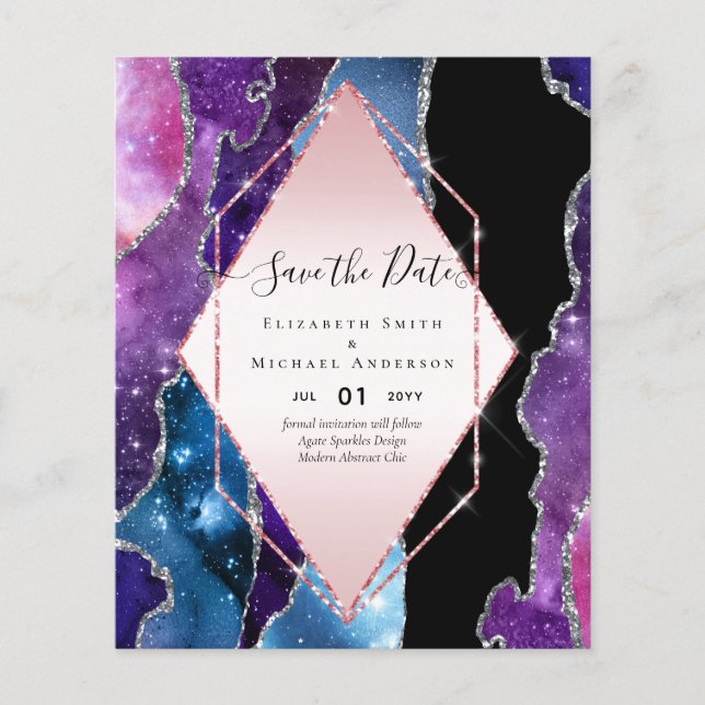 AGATE GLITTER Save The Dates Glamor BUDGET Flyer (Front)
