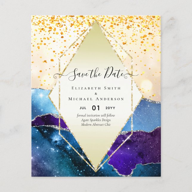 AGATE GLITTER Save The Dates Glamor BUDGET Flyer (Front)