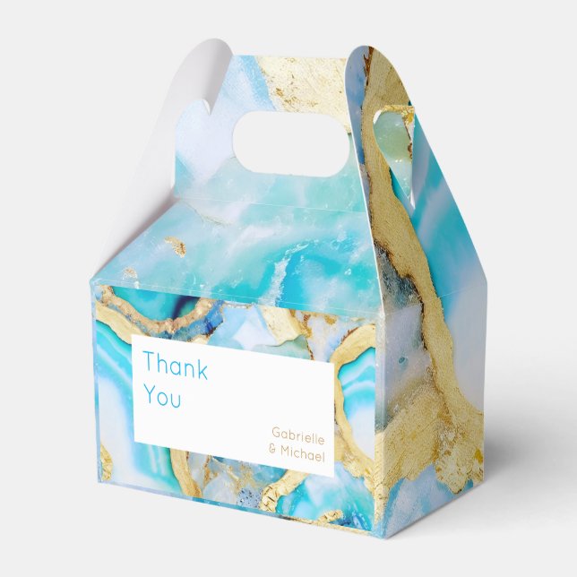 Agate gold Luxurious coastal Wedding  Favor Boxes (Front Side)