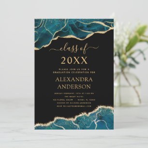 Agate Graduation 2022 Teal Gold Blue Turquoise In Invitation