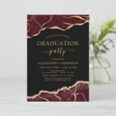 Agate Graduation Class of 2022 Burgundy Gold Invit Invitation (Standing Front)