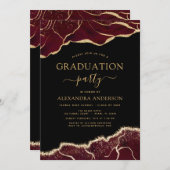 Agate Graduation Class of 2023 Burgundy Gold Invitation (Front/Back)