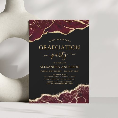 Agate Graduation Class of 2023 Burgundy Gold Invitation