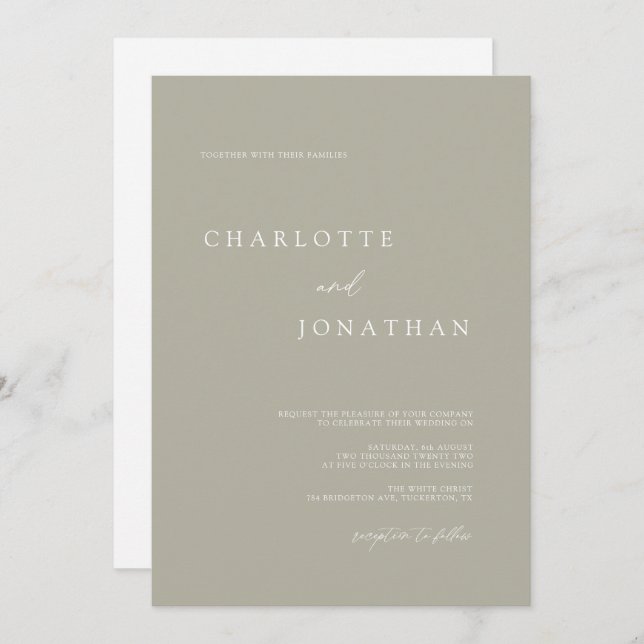 Agate Gray Simple Modern Script QR Code Wedding Invitation (Front/Back)