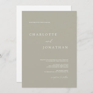 Agate Gray Simple Modern Script QR Code Wedding Invitation